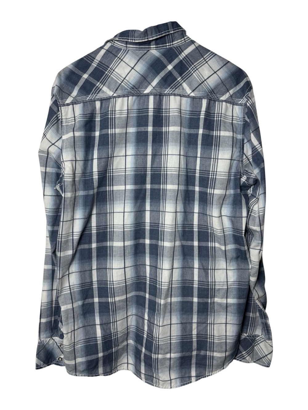 BKE Long Sleeve Button Up Shirt Men's Size Large Plaid Athletic Fit Western Blue - Picture 2 of 9